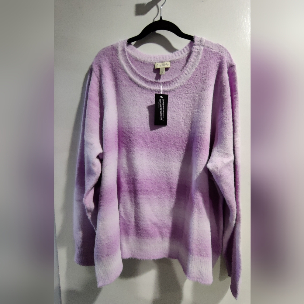 Eyelash Yarn Sweater- Anybody - Ombre Amethyst- Size 2X - Picture 1 of 5